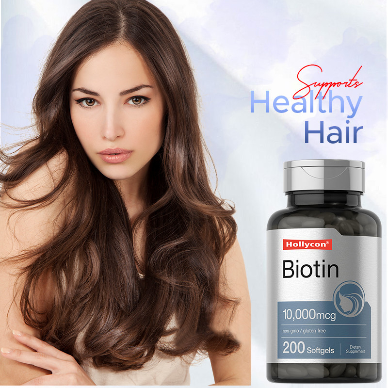 Suplemento de biotina para la salud del cabello 10.000 mcg Biotina Softgels para la salud del cabello y las uñas