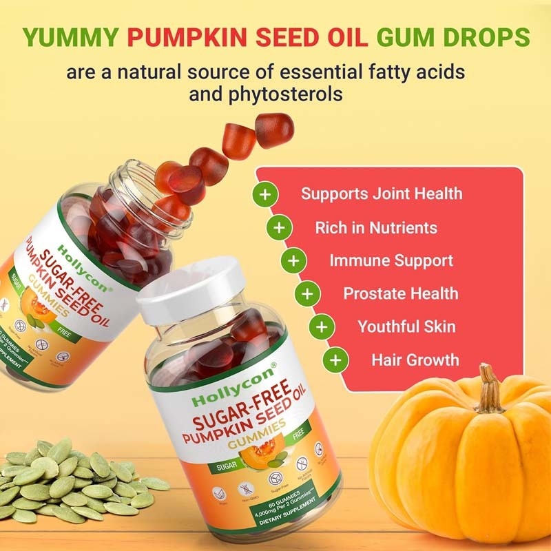Gumas de aceite de semilla de calabaza sin azúcar para el crecimiento del cabello