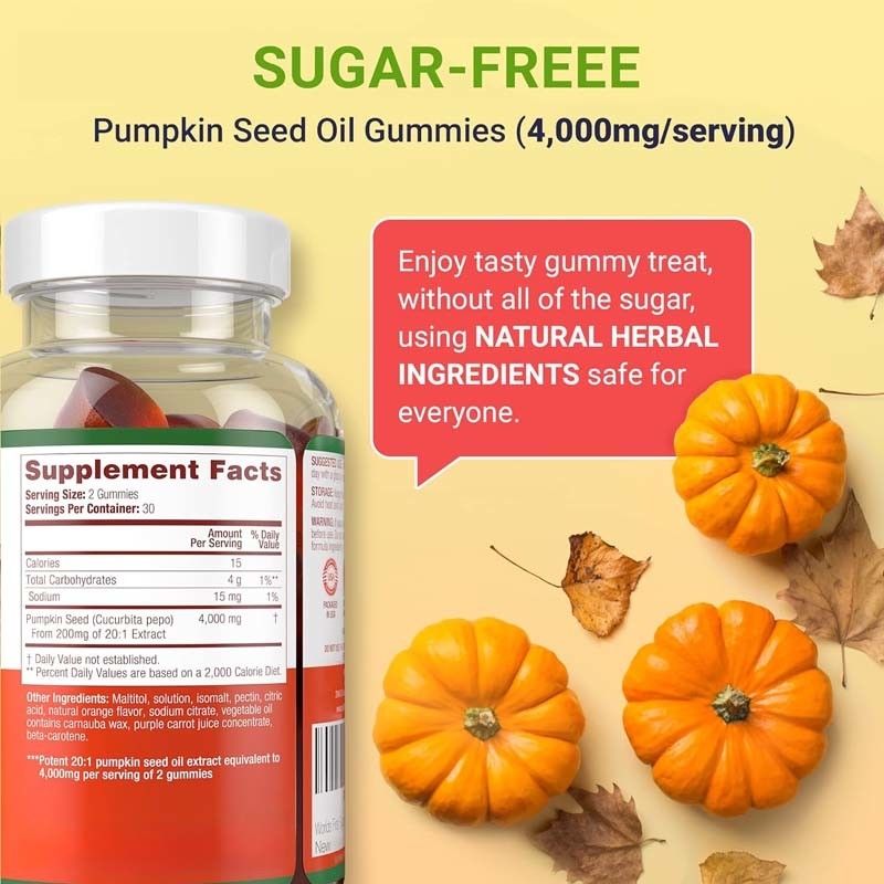 Gumas de aceite de semilla de calabaza sin azúcar para el crecimiento del cabello