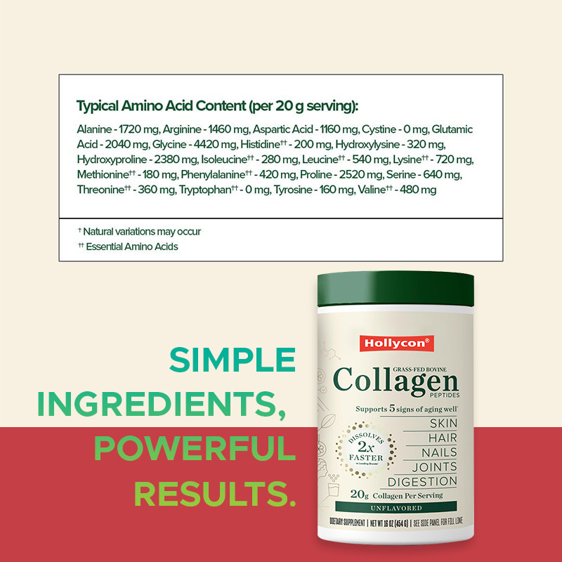 Polvo de colágeno para el cabello, piel, uñas, soporte de 20 g de colágeno, péptidos, proteína en polvo
