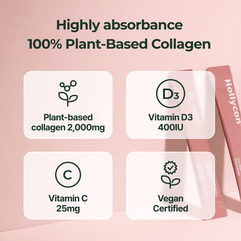 Bastones de gelatina de colágeno vegano con vitamina D3 400IU para apoyar huesos sanos