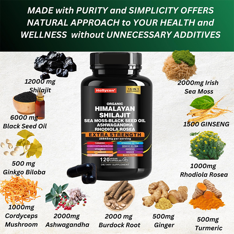 OEM cápsulas orgánicas de Shilajit del Himalaya puro para el apoyo inmunológico