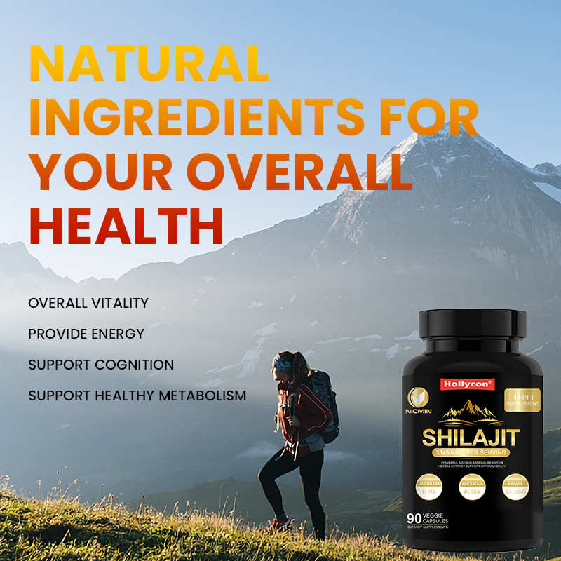 Suplemento de Shilajit orgánico del Himalaya puro para el apoyo inmunológico 25000mg cápsulas de Shilajit