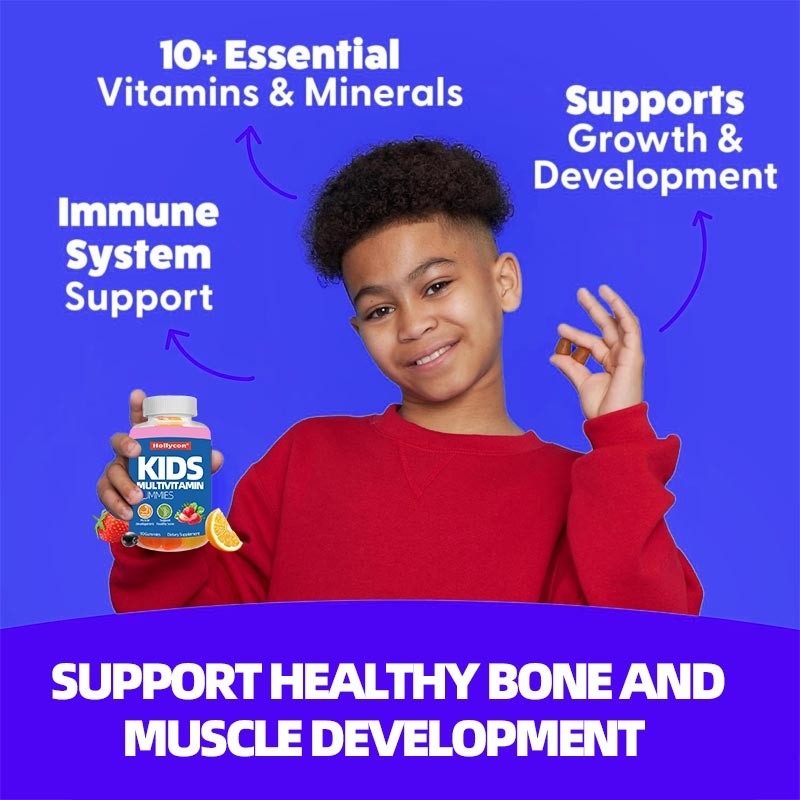 Gumas multivitamínicas OEM con vitamina D para el músculo óseo y el apoyo inmunológico Gumas de vitaminas masticables para niños Gumas multivitamínicas
