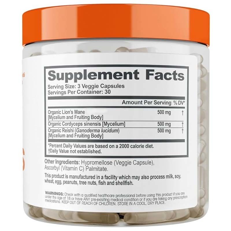 La fábrica apoya la claridad, el enfoque, combate el estrés oxidativo, apoya el bienestar general, la vitalidad, la melena de león, la cognición, las vitaminas, las cápsulas