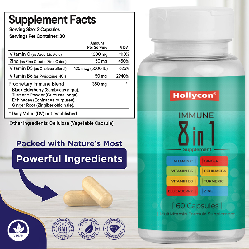 Cápsulas de Apoyo Inmunológico OEM Etiqueta Fórmula Multivitamínica Suplemento para Adultos Ayuda a Promover la Función Inmunológica
