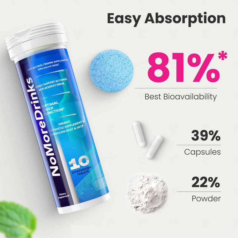 Tableta efervescente anti-alcohol para la desintoxicación del hígado y combatir los antojos, salud hepática, suplemento para la ansiedad por el alcohol, reemplazo del alcohol
