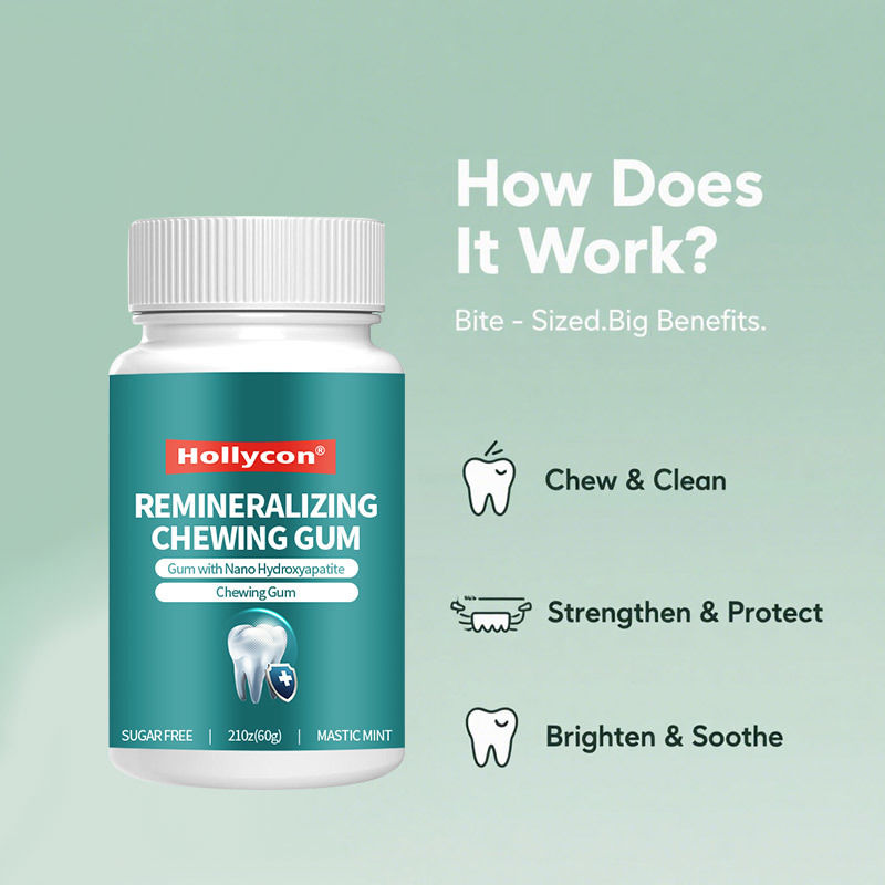 Chicle sin azúcar con nanohidroxiapatita - aliento fresco y salud oral Chicle remineralizante de menta