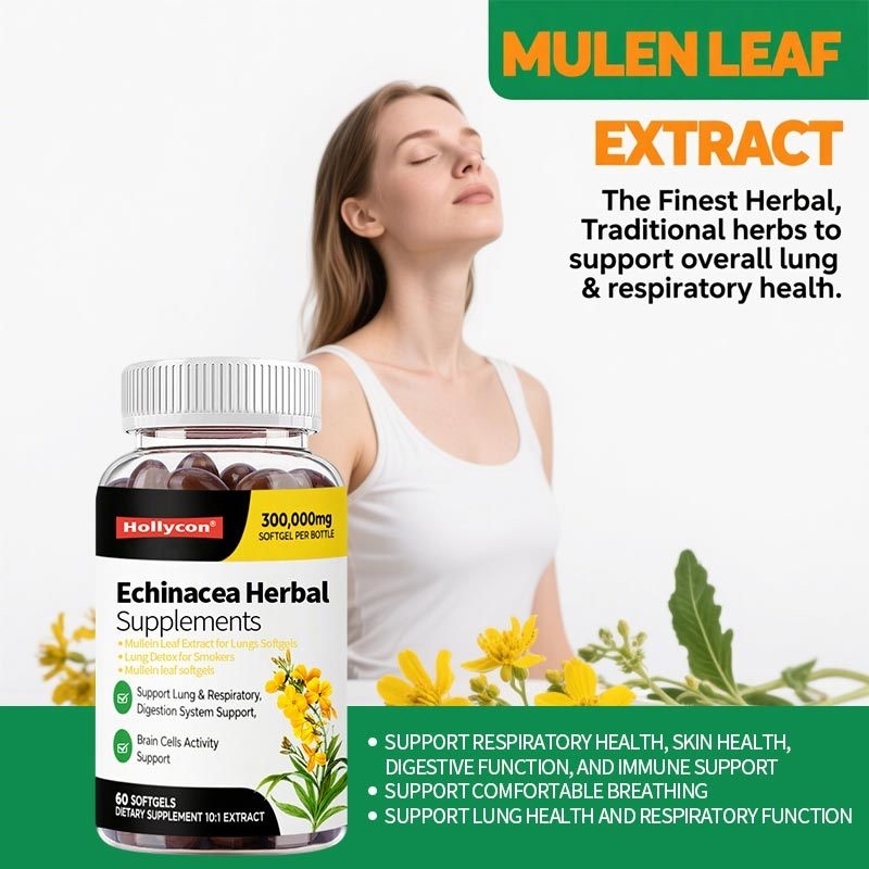 Extracto de hojas de muleta para los pulmones Softgels, desintoxicación pulmonar para fumadores, pulmón limpia apoyo respiratorio pulmonar, suplementos de hierbas, vegano, no transgénico, apoyo inmunológico digestivo, 180-cuento, suministro de 180 días