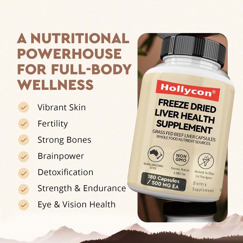 Suplemento de salud hepática liofilizada OEM para el bienestar metabólico y general, apoyo inmunológico y articular, cápsulas de hígado de res alimentado con pasto