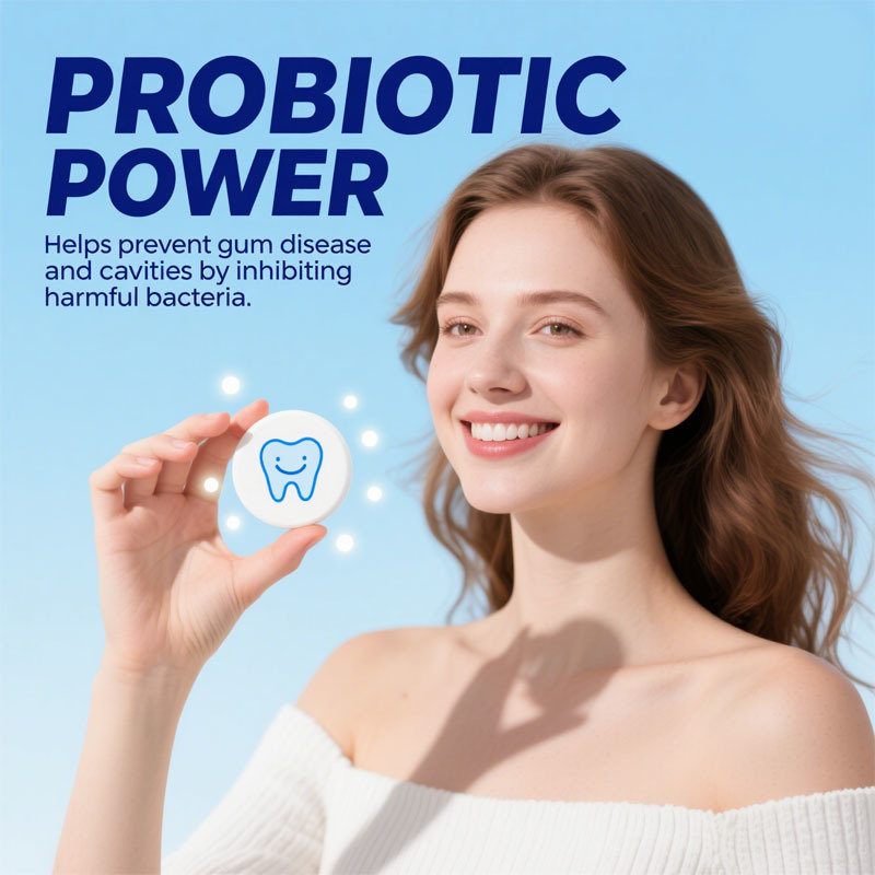 Tabletas de pasta de dientes hechas de fábrica, nano hidroxiapatita con probióticos, fluoruro y plástico sin plástico, tamaño ecológico y amigable para viajes, pestañas de pasta de dientes masticables remineralizantes, fórmula personalizada