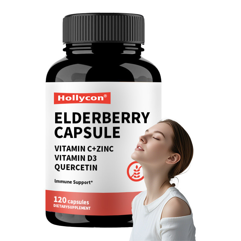 Elderberry Vitamina C y zinc 120 cápsulas Apoyo inmunológico Suplemento de hierbas Refuerzo de la inmunidad natural Elderberry cápsula