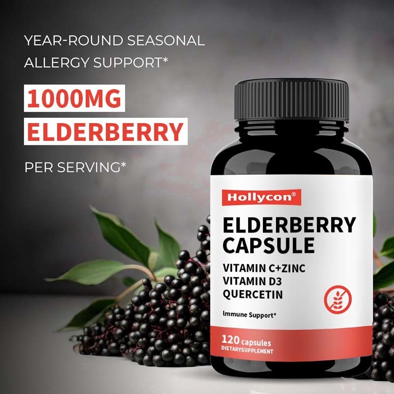 Elderberry Vitamina C y zinc 120 cápsulas Apoyo inmunológico Suplemento de hierbas Refuerzo de la inmunidad natural Elderberry cápsula