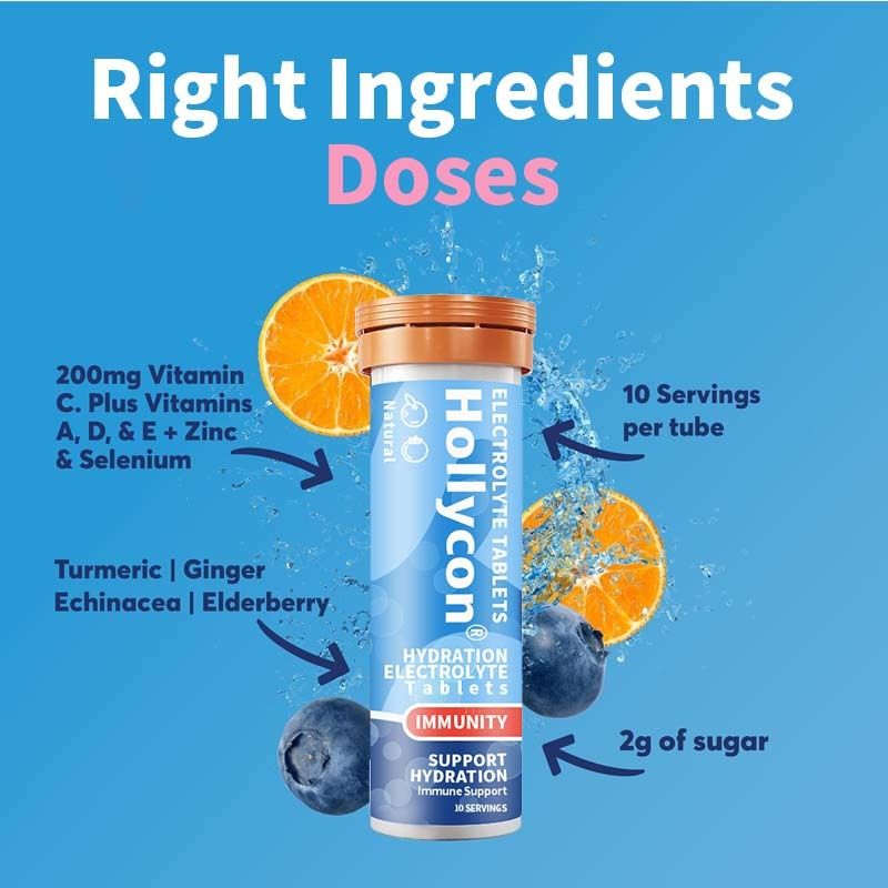 Comprimidos de electrolitos de inmunidad a la hidratación de la vitamina C Comprimidos de hidratación efervescentes jengibre cúrcuma Comprimidos de electrolitos de hidratación