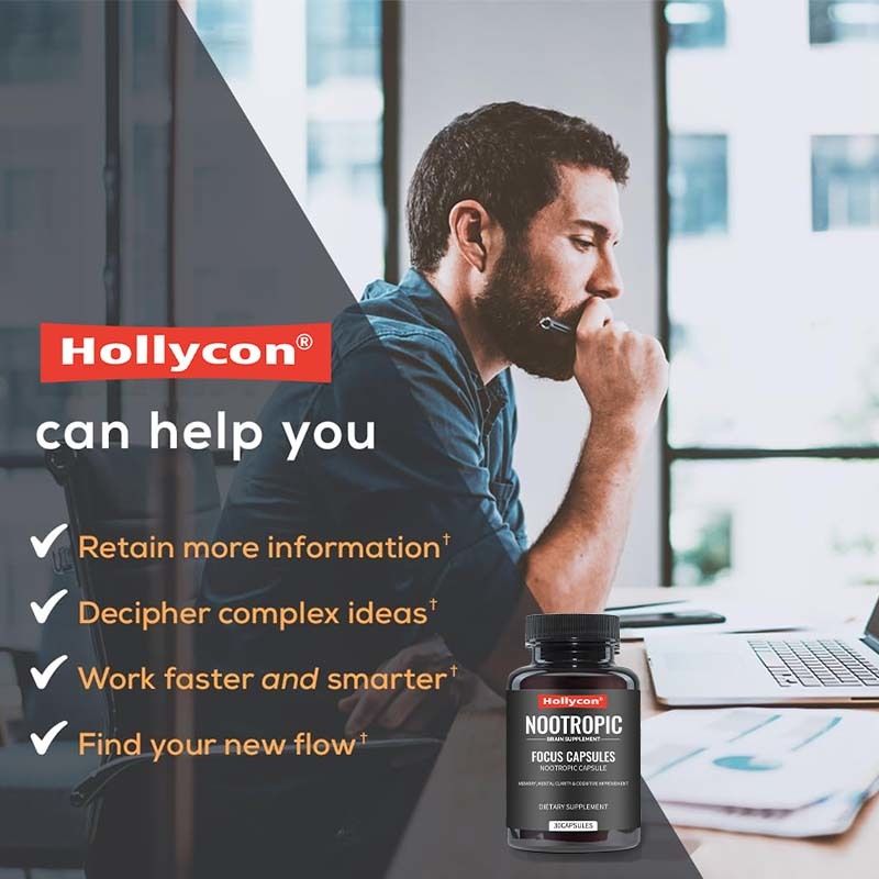 Las cápsulas de enfoque OEM con L-teanina vitamina B6 Memoria Claridad mental y mejora cognitiva Suplemento nootrópico para el cerebro