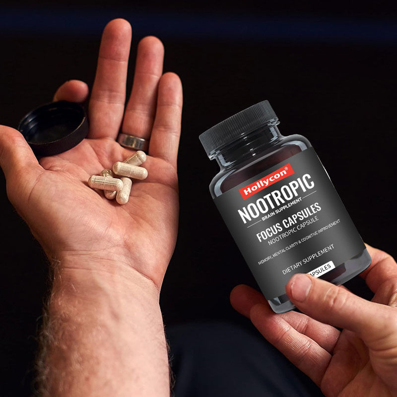 Las cápsulas de enfoque OEM con L-teanina vitamina B6 Memoria Claridad mental y mejora cognitiva Suplemento nootrópico para el cerebro