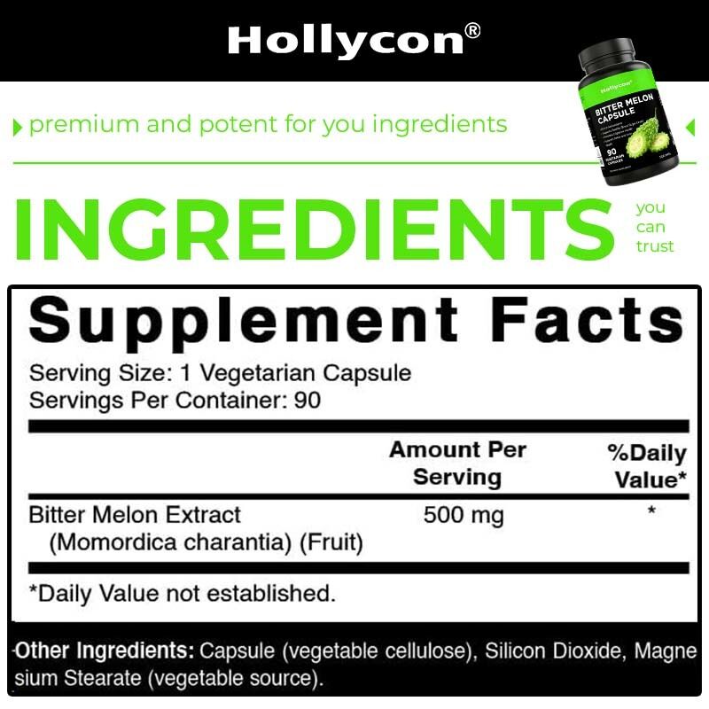 Melón Amargo 500 mg | 90 cápsulas vegetarianas, suplemento sin gluten y sin OGM, extracto de melón amargo, metabolismo natural de la glucosa, etiqueta privada de cápsula de Momordica Charantia, disponible OEM, precio de fábrica