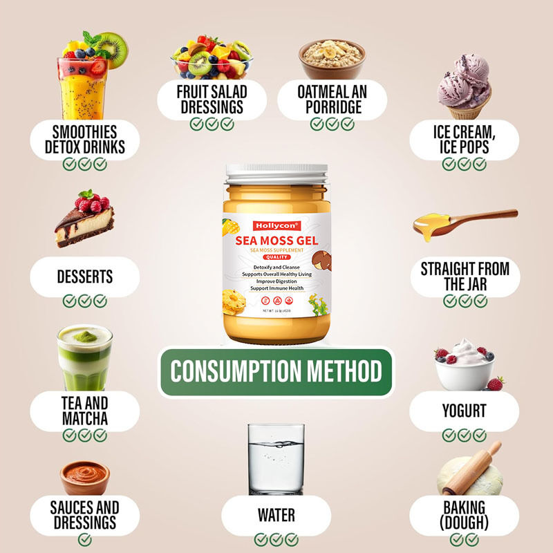 OEM Nutrición Seamos crudos Desintoxican y limpian ricos en minerales Proteínas Vitaminas Salud Musgo marino Gel de musgo marino