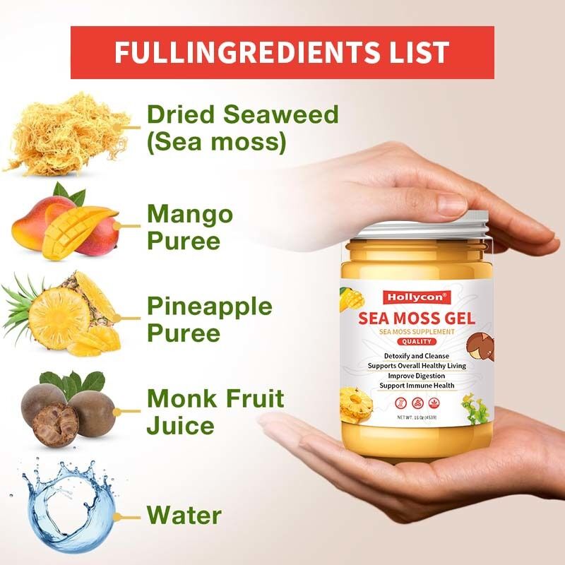 OEM Nutrición Seamos crudos Desintoxican y limpian ricos en minerales Proteínas Vitaminas Salud Musgo marino Gel de musgo marino