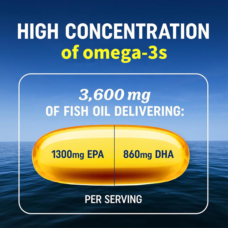 OEM Triple Fuerza Más de 2100mg Ácidos grasos Omega-3 Ácidos grasos Premium Wild Captured sin eructos Aceite de pescado 120 Ct Omega 3 Aceite de pescado