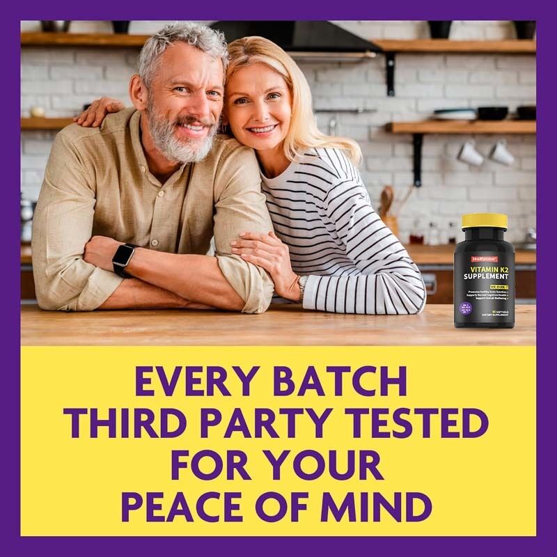 OEM Completos de espectro de vitamina K2 Softgels con 600 mcg de forma trans apoya la salud general y la fuerza ósea Suplemento de vitamina K2