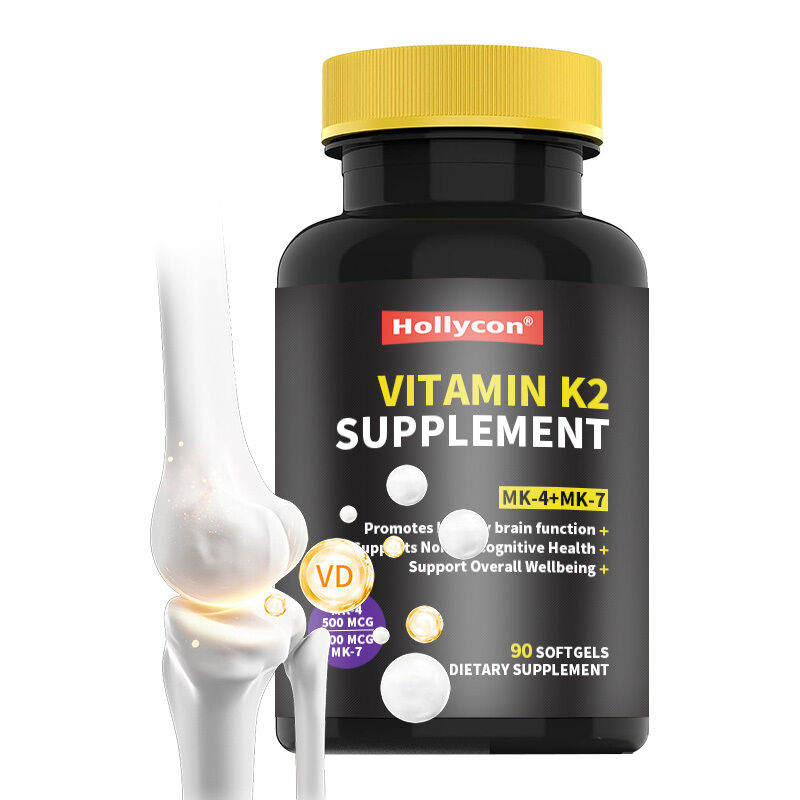 OEM Completos de espectro de vitamina K2 Softgels con 600 mcg de forma trans apoya la salud general y la fuerza ósea Suplemento de vitamina K2