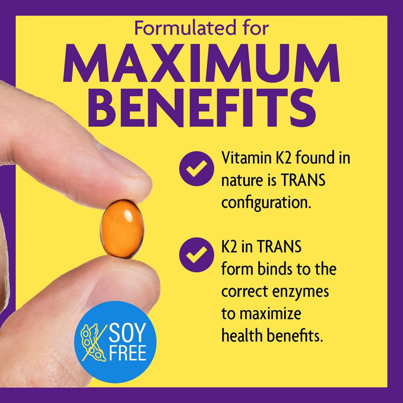 OEM Completos de espectro de vitamina K2 Softgels con 600 mcg de forma trans apoya la salud general y la fuerza ósea Suplemento de vitamina K2