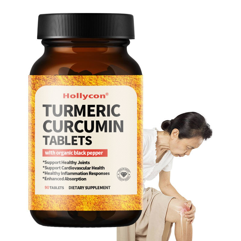 Suplemento de curcumina de cúrcuma orgánica OEM 1350 mg cada uno, soporte natural para las articulaciones, pimienta negra para la absorción, tableta de curcumina de cúrcuma