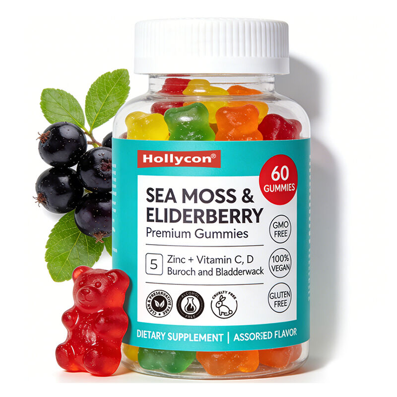 ODM OEM personalizado de algas marinas gomoso de dulces de morera de dulces vitamina C D + zinc gomoso de dulces de algas marinas de raíz de burdock gomoso vegetariano