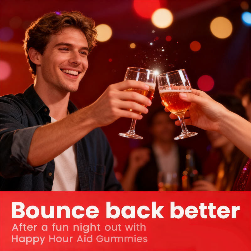 OEM Happy Hour Gummies Suplemento Pre-juego Fiesta Hidratación Electrolitos Alcohol DHM Cardo mariano Después de beber Gummy