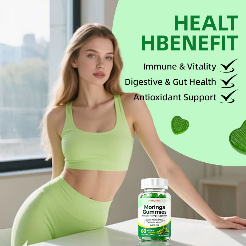 Todo en uno suplemento de Moringa para inmunidad y vitalidad digestivo y salud intestinal apoyo antioxidante gomas de moringa