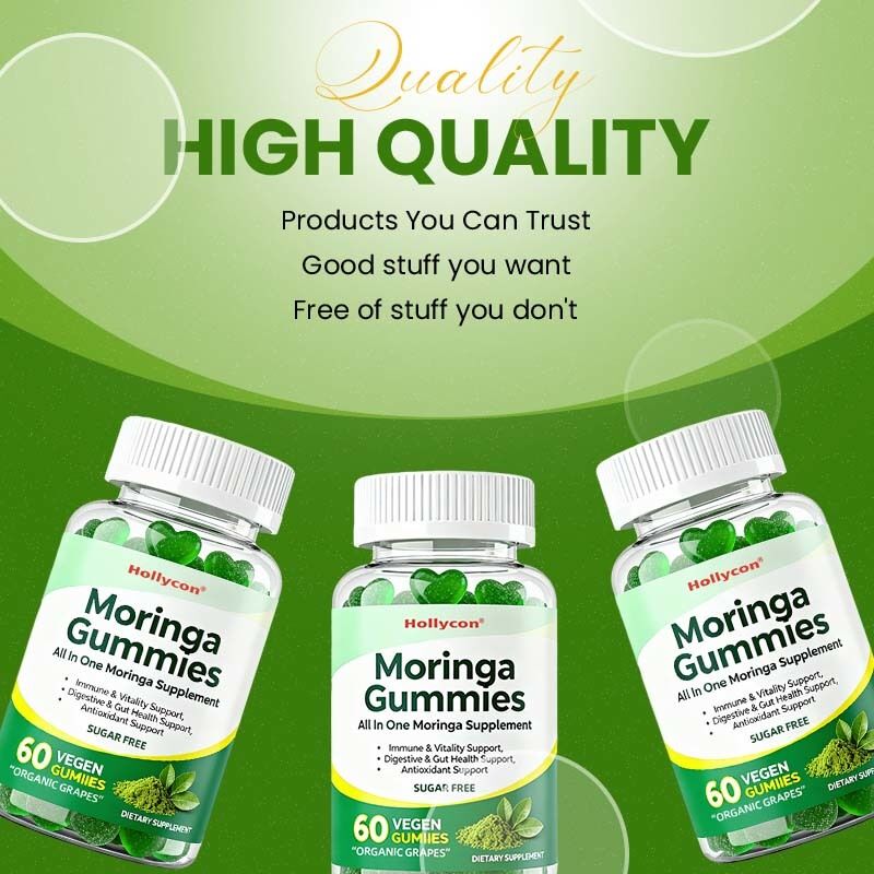 Todo en uno suplemento de Moringa para inmunidad y vitalidad digestivo y salud intestinal apoyo antioxidante gomas de moringa