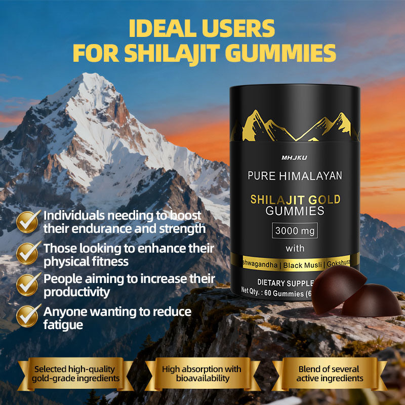 OEM 3000mg con Ashwagandha y energía natural negra y apoyo inmunológico resistencia y aumento del estado de ánimo puras gomas de Shilajit del Himalaya