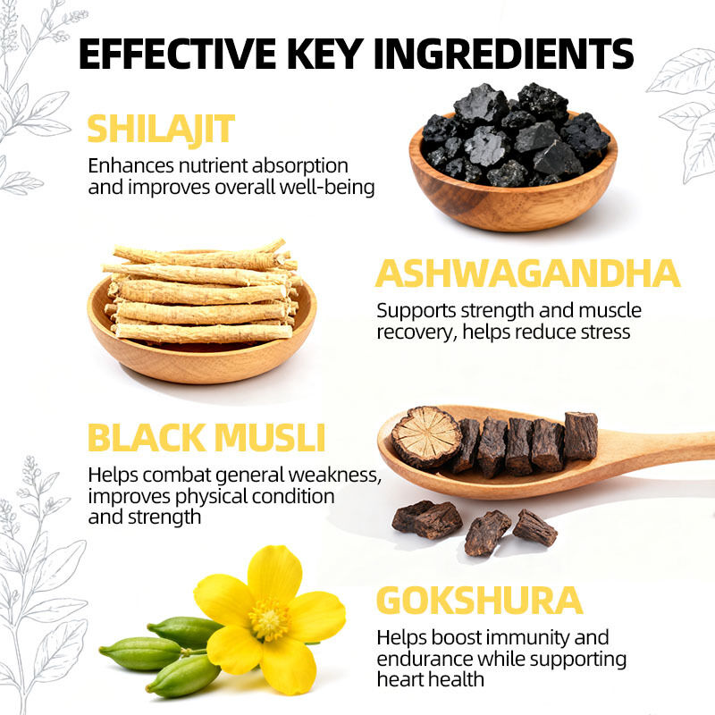 OEM 3000mg con Ashwagandha y energía natural negra y apoyo inmunológico resistencia y aumento del estado de ánimo puras gomas de Shilajit del Himalaya