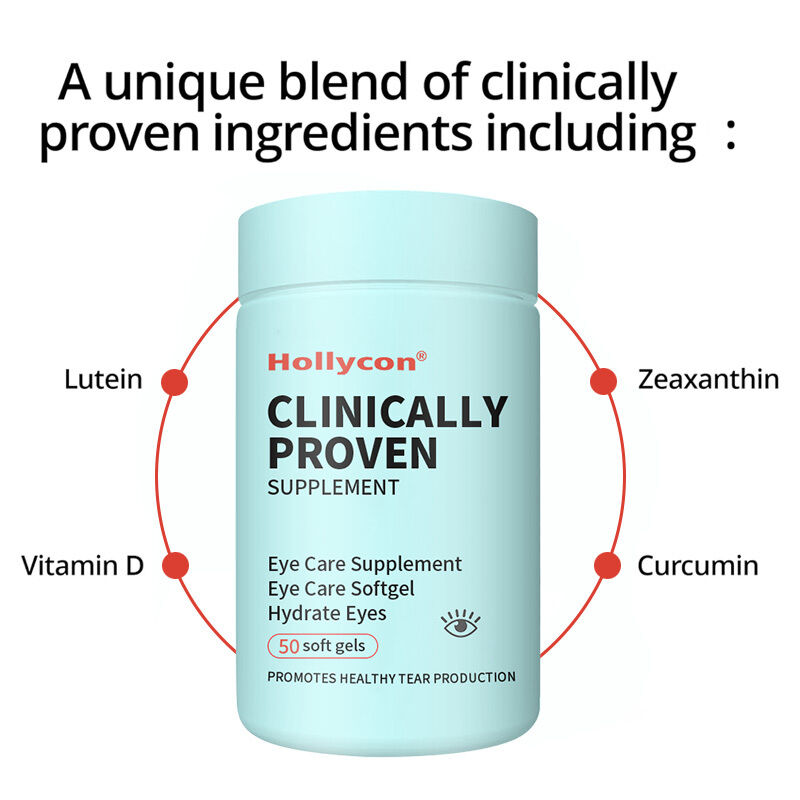 Suplemento clínicamente probado para ojos secos, para hidratar los ojos y proporcionar alivio duradero. Alivio de la sequedad. Suplemento para el cuidado de los ojos.