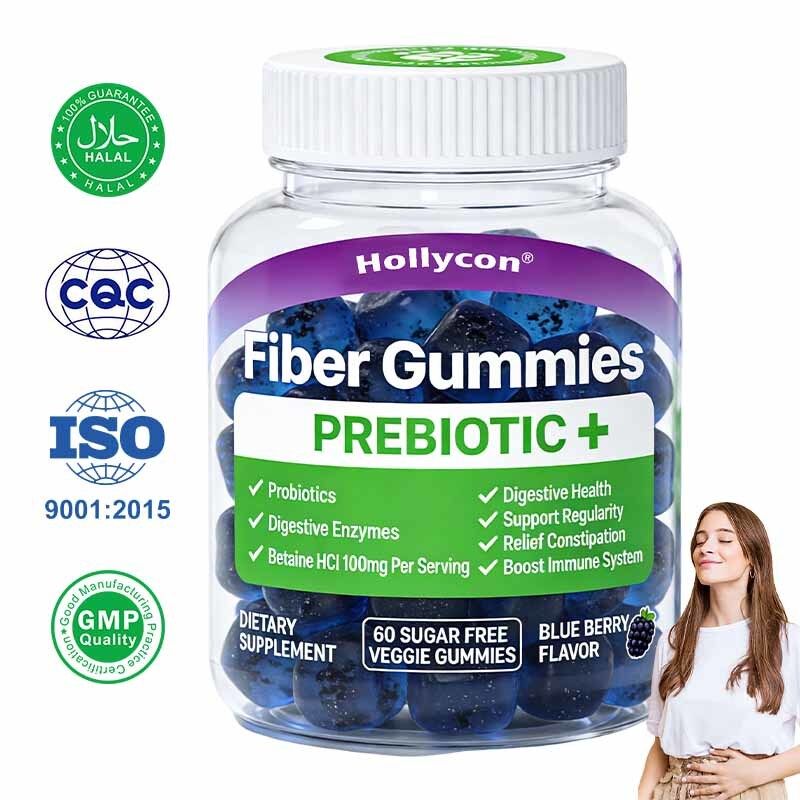 Gomitas de Fibra Personalizadas de Fábrica Apoyan la Ingesta Diaria de Fibra, Digestión y Salud Intestinal, Control de Peso, Suplemento Dietético Diario