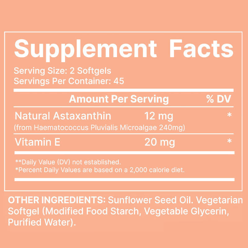 Antioxidante natural de alta potencia del 10% de Haematococcus Pluvialis para el apoyo de la piel y los ojos Astaxanthin Softgels