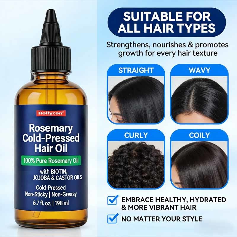 OEM / ODM Rosemary Biotina Castor & Jojoba Aceite de crecimiento del cabello prensado en frío para cabello más grueso, más completo y cuero cabelludo nutrido