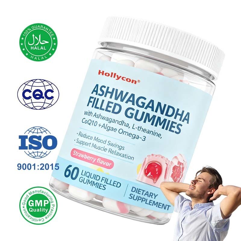 Fabricante Original Suplemento de Bienestar Vitamina D3 Vegana Omega 3 CoQ10 Gomitas de Ashwagandha para Adultos Bienestar Corporal Diario