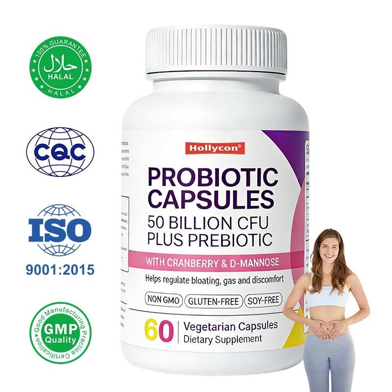 Venta al por mayor de cápsulas probióticas de marca privada 50 mil millones de UFC Apoyo inmunológico Salud digestiva Suplemento dietético prebiótico