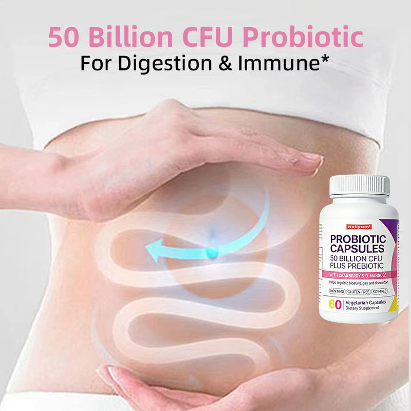 Venta al por mayor de cápsulas probióticas de marca privada 50 mil millones de UFC Apoyo inmunológico Salud digestiva Suplemento dietético prebiótico
