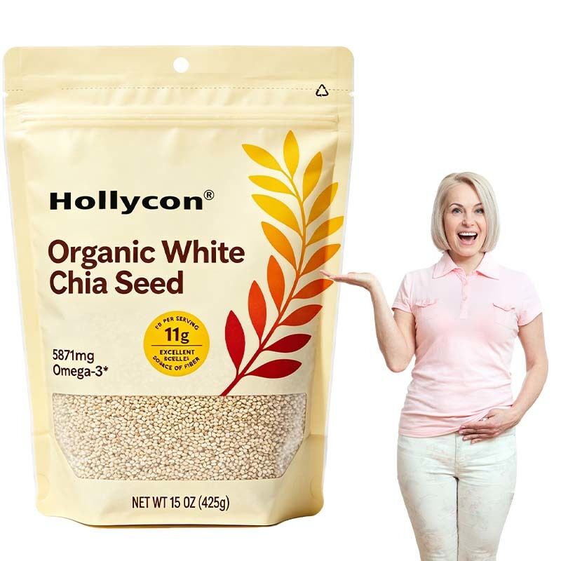 Organic Whole White Chia Seeds Rich in Omega-3 and Essential Fatty Acids with Factory Direct Supply