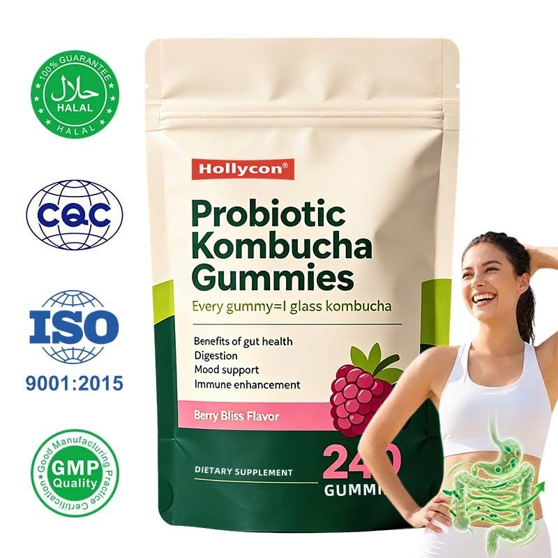 Gummies de Kombucha Probióticos de sabor personalizado con 60 cuentas por botella para OEM ODM Servicio de etiqueta privada