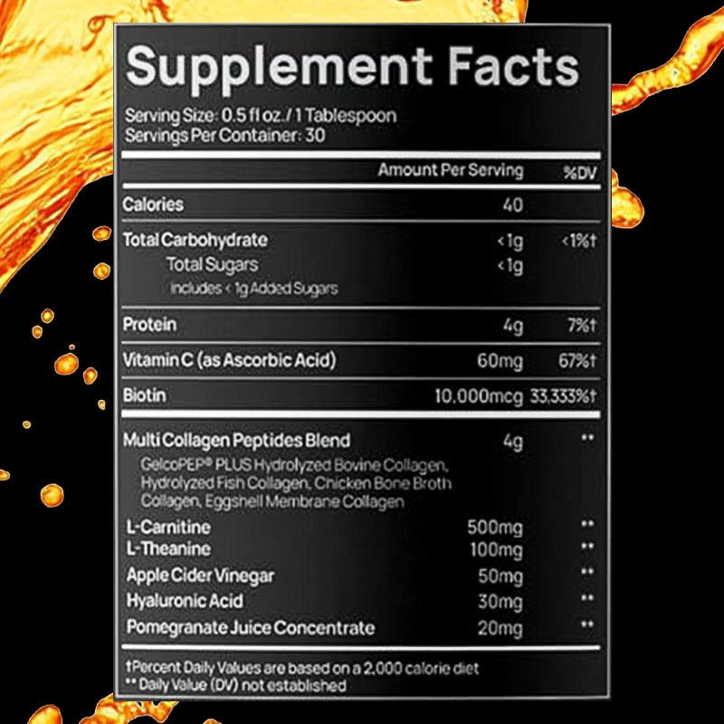 Shots de colágeno líquido de múltiples fuentes con nutrición diaria de proteínas equilibrada en forma lista para beber