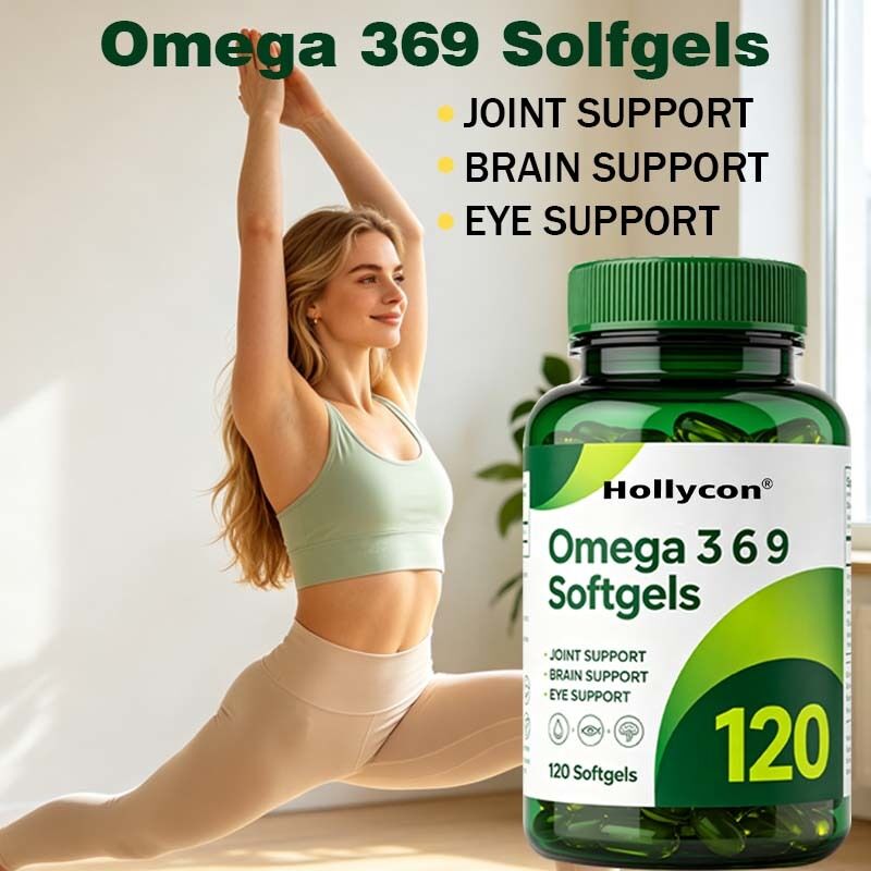 Cápsulas blandas de aceite de pescado Omega 3 6 9 con certificación Halal GMP con fórmula mixta de ácidos grasos esenciales y personalización OEM