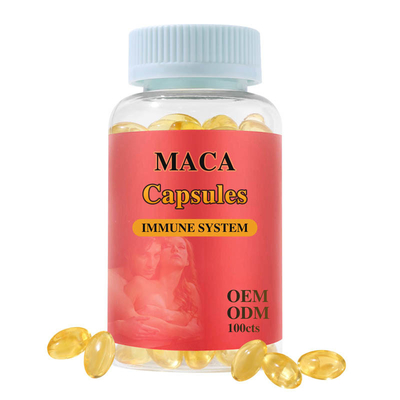 OEM Marca privada Oro 500 mg Cápsulas de raíz de maca Suplemento de resistencia Cápsulas de energía