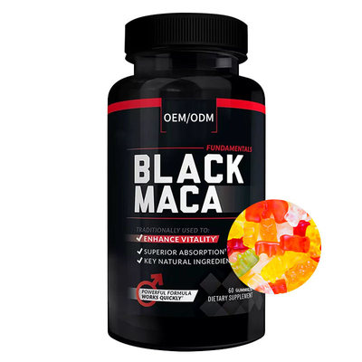 Vigor Gummies de la energía del alza del suplemento de la raíz de Maca del negro de Hollycon