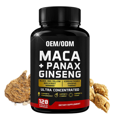 Cápsulas modificadas para requisitos particulares del ginseng de Panax del suplemento de la raíz de Maca del amarillo rojo negro 10000mg