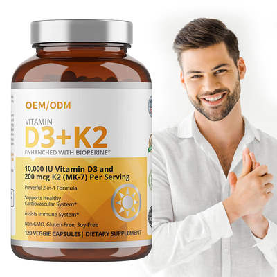 No fórmula de GMO vitamina D3 Gummies de 5000 IU 90 cápsulas de la vitamina K2 MK-7 del magnetocardiograma