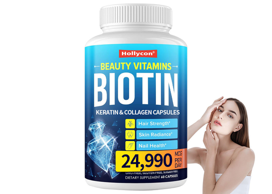 60PCS Biotina, queratina y cápsulas de colágeno ayudan a mantener la salud de las articulaciones óseas, los dientes y las uñas